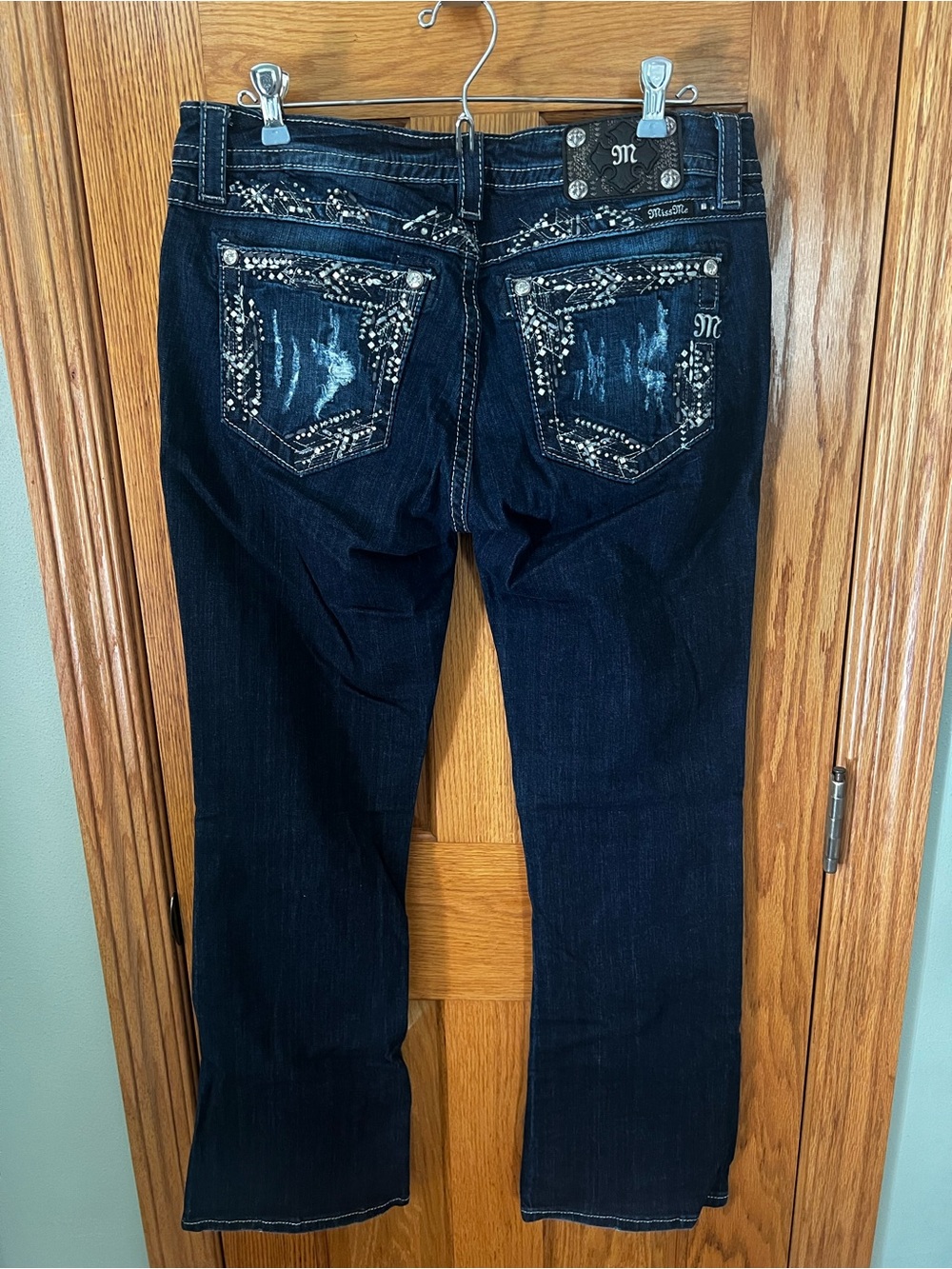 Miss Me Dark Indigo Rhinestone-Embellished Bootcut Jeans